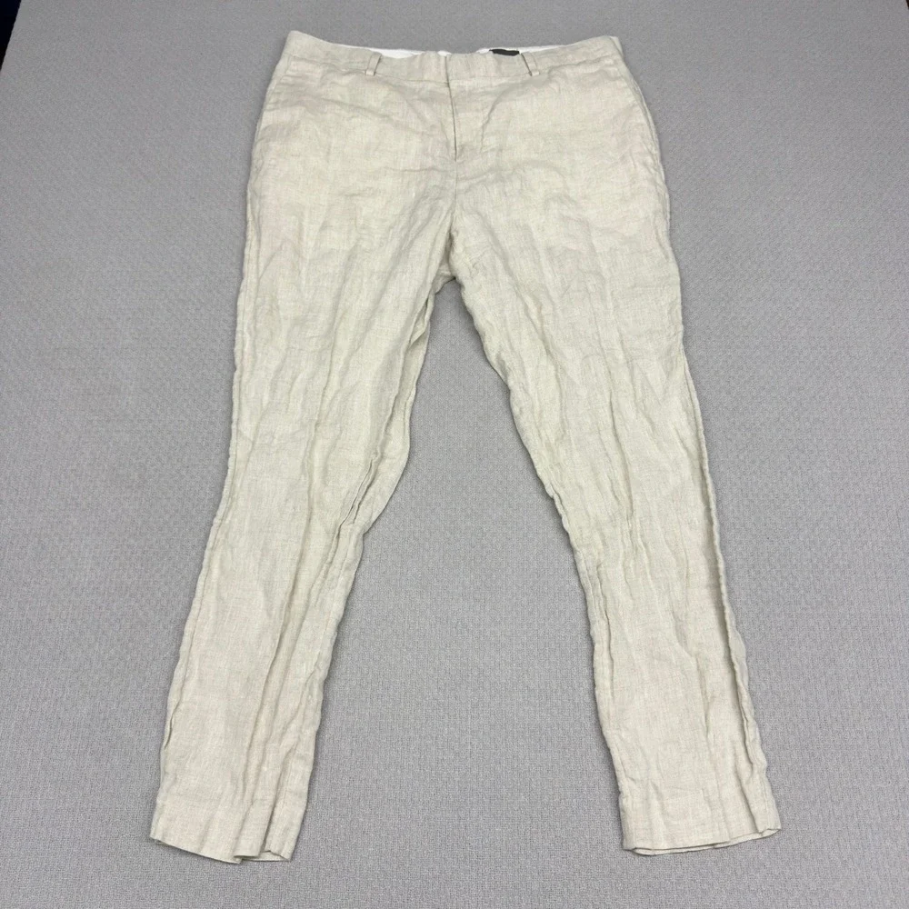 H&M Linen Pants Mens 36x27 White Slim Fit Breathable Preppy Summer Coastal